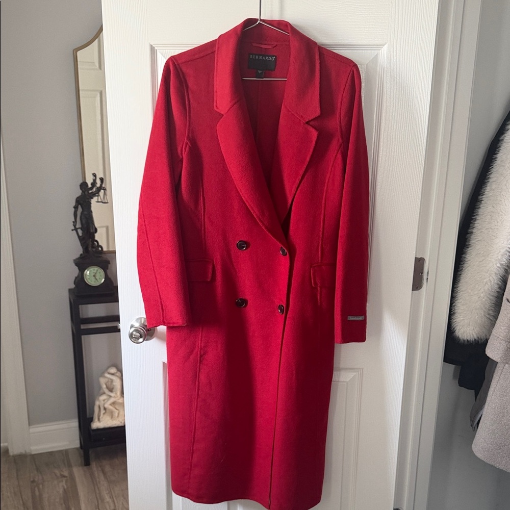Bernardo Bold Red Double-Breasted Wool Coat